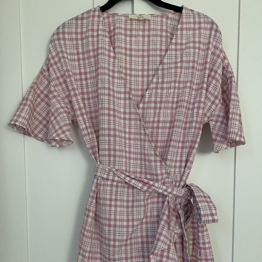 Boutique Pink Plaid Wrap Dress